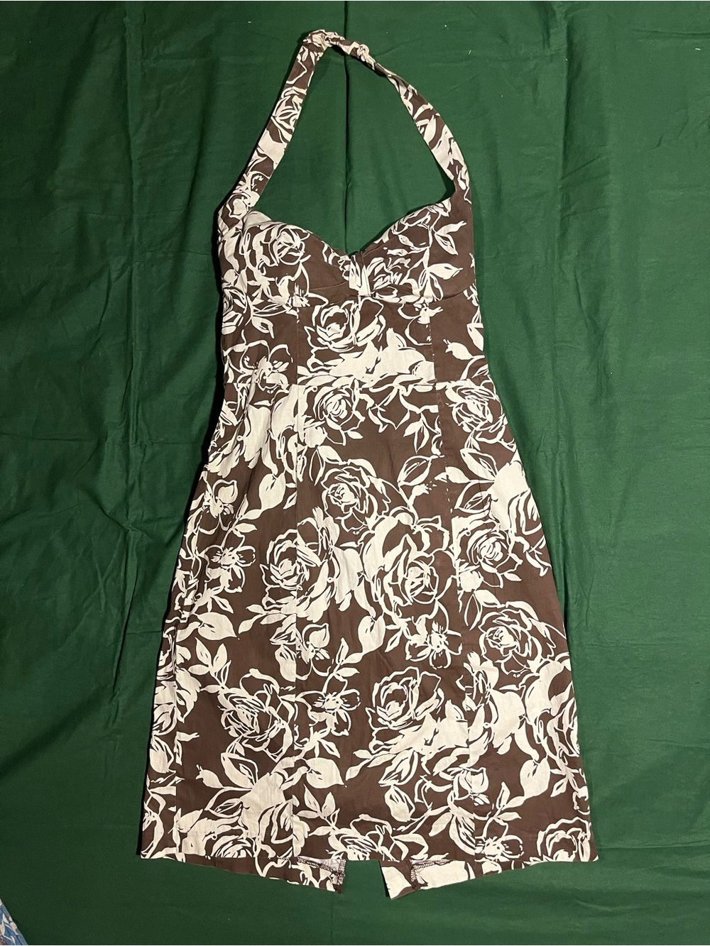 Speechless Brown and White Floral Halter Backless Dress